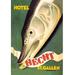 Buyenlarge Hotel Hecht, St. Gallen by Charles Kuhn Vintage Advertisement in Green/Red/Yellow | 42 H x 28 W in | Wayfair 0-587-01114-9C2842