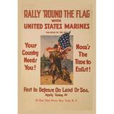 Buyenlarge 'Rally 'round the flag w/ the United States Marines' by Sidney H. Riesenberg Vintage Advertisement in Red | Wayfair 0-587-20493-1C2842