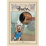 Buyenlarge Puck Magazine: "Goal ; Just a Little Basketball Practice at the White House Gym." Vintage Advertisement in Blue/Brown | Wayfair