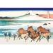 Buyenlarge Merchants Travel to Market in View of Mount Fuji by Katsushika Hokusai Painting Print in Brown/Green | 28 H x 42 W x 1.5 D in | Wayfair