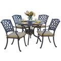 Fleur De Lis Living Campton 5-Piece Patio Dining Set w/ Cushions & 42" Round Dining Table Metal | Wayfair FDLL6833 43080307