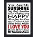 Picture Perfect International You Are My Sunshine Framed Textual Art Plastic/Acrylic in Black/White | 37.5 H x 25.5 W x 1 D in | Wayfair