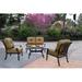 Lark Manor™ Nanafalia 4-Piece Patio Loveseat Conversation Set w/ Cushions & 21 x 42" Rectangular Coffee Table Synthetic Wicker/All | Wayfair