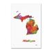 Trademark Fine Art 'Michigan State Map-1' Graphic Art Print on Canvas Canvas | 24 H x 16 W in | Wayfair MW0292-C1624GG