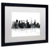 Trademark Fine Art 'Philadelphia Skyline BG-1' Matted Framed Graphic Art on Canvas Canvas, Wood | 11 H x 14 W x 0.5 D in | Wayfair MW0159-B1114MF