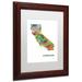 Trademark Fine Art 'California State Map-1' Matted Framed Graphic Art Canvas, Wood | 20 H x 16 W x 0.5 D in | Wayfair MW0275-W1620MF