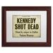 Trademark Fine Art 'JFK' by Color Bakery Framed Textual Art Canvas | 11 H x 14 W x 0.5 D in | Wayfair ALI4157-W1114MF