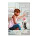 Trademark Fine Art 'Girl w/ Kitten' Print on Canvas in White | 47 H x 30 W x 2 D in | Wayfair ALI9171-C3047GG