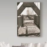 Trademark Fine Art 'New York Bridge' Photographic Print on Wrapped Canvas Metal in Black/White | 32 H x 22 W x 2 D in | Wayfair ALI20621-C2232GG