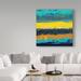 Trademark Fine Art 'Lithosphere Brown' Acrylic Painting Print on Wrapped Canvas in Blue/Yellow | 24 H x 24 W x 2 D in | Wayfair ALI22841-C2424GG