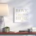 Ivy Bronx Love Grows Here Gold - Textual Art Print on Canvas Canvas, Wood in White | 24 H x 24 W x 1.5 D in | Wayfair IVBX1587 41380111