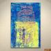 ArtWall Blue w/ Stencils by Elena Ray Painting Print on Wrapped Canvas Metal in Blue/Yellow | 32 H x 48 W x 2 D in | Wayfair 0ray061a3248w