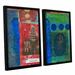 ArtWall 'Good Fortune Pagoda' by Elena Ray 2 Piece Framed Painting Print on Canvas Set Canvas in Blue/Green/Red | 24 H x 32 W x 2 D in | Wayfair