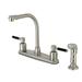 Kingston Brass Kaiser Hot & Cold Water Dispenser Double Handle Kitchen Faucet w/ Side Spray in Gray | Wayfair FB758DKLSP