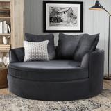Barrel Chair - Wade Logan® Beall 61" Wide Barrel Chair Polyester/Velvet in Black | 37 H x 61 W x 61 D in | Wayfair LFMF3347 45559343