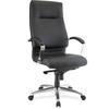 Lorell Modern High-Back Bonded Leather Executive Chair Upholstered in Gray | 47 H x 27.6 W x 27.6 D in | Wayfair 66922