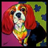 Latitude Run® 'Cute Puppy Beagle' Framed Graphic Art on Canvas Print on Canvas Poster Paper in Green/Pink | 16 H x 16 W x 1 D in | Wayfair