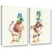 Latitude Run® Reservoir Ducks 2 Piece Painting Print on Wrapped Canvas Set Canvas in Blue/Brown/Green | 18 H x 24 W x 2 D in | Wayfair