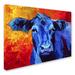 Latitude Run® Cow by Marion Rose - Print on Canvas in Blue | 18 H x 24 W x 2 D in | Wayfair LRUN3320 39246379