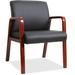 Lorell Bonded Leather Waiting Room Chair Wood in Brown | 24.6 H x 20 W x 26.6 D in | Wayfair LLR40202