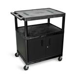 Luxor Tuffy High Open Shelf Endura Video Table AV Cart w/ Locking Cabinet Metal in Black | 40 H x 32 W x 24 D in | Wayfair LE40CWTUD-B