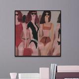 Mercer41 'Swimwear' - Floater Frame Print on Canvas Metal in Black/Brown/Red | 32 H x 32 W x 1.5 D in | Wayfair MCRF5389 45359440