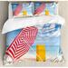 Ambesonne Windy Sandy Beach w/ Sunshade & Trolley Summer Holiday Relax Picture Duvet Cover Set Microfiber in Blue | King | Wayfair nev_34740_king