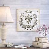 Ophelia & Co. 'French Laurel Wreath: FDL' Graphic Art Print on Wrapped Canvas in Black | 24 H x 24 W x 1.5 D in | Wayfair OPCO4464 42171165