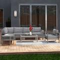 Ivy Bronx Shore 6-piece Outdoor Patio Aluminum Sectional Sofa Set Metal in Gray | Wayfair ORNE3705 41988524