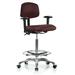 Perch Chairs & Stools Low-Back Drafting Chair Aluminum/Upholstered in Black/Brown | 35.5 H x 24 W x 24 D in | Wayfair MLTKC3-BBU