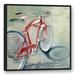 Red Barrel Studio® 'Red Bicycle Painting' Acrylic Painting Print on Canvas in White | 36 H x 36 W x 1.25 D in | Wayfair RDBT3432 41685903