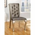 Rosdorf Park Bucknell Solid Wood Dining Chair Faux Leather/Wood/Upholstered in Brown | 40 H x 22 W x 25 D in | Wayfair ROSP6292 44338040