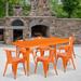 Flash Furniture Benny Commercial Grade 31.5" x 63" Rectangular Metal Indoor-Outdoor Table Set w/ 6 Arm Chairs Metal in Orange | Wayfair