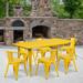 Flash Furniture Benny Commercial Grade 31.5" x 63" Rectangular Metal Indoor-Outdoor Table Set w/ 6 Arm Chairs Metal in Yellow | Wayfair