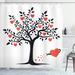 The Holiday Aisle® Valentines Day Love Themed Tree w/ Heart Romance Fruits Leaves Forest Couple Art Single Shower Curtain | 84 H x 69 W in | Wayfair