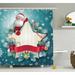 The Holiday Aisle® Christmas Santa Star Snowflake Shower Curtain + Hooks Polyester | 84 H x 69 W in | Wayfair THLA2017 39393972
