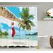 The Holiday Aisle® Christmas Beach Xmas Stockings Single Shower Curtain Polyester | 75 H x 69 W in | Wayfair THLA2021 39393983