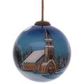 The Holiday Aisle® The Heart of the Season winter church Ball Ornament Glass in Blue/Brown | 4.5 H x 4.5 W x 4.5 D in | Wayfair THLY1604 44151634