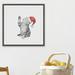 The Holiday Aisle® 'Christmas Kitten' Framed Watercolor Painting Print Metal in Gray/White | 32 H x 32 W x 1.5 D in | Wayfair THDA1258 41399369