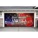 The Holiday Aisle® Happy Birthday America Garage Door Mural Polyester in Blue/Red | 84 H x 192 W x 1 D in | Wayfair