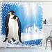The Holiday Aisle® Winter Cute Penguins on Iceland At Arctic Snowy Frozen Climate Illustration Single Shower Curtain | 70 H x 69 W in | Wayfair