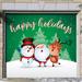 The Holiday Aisle® Characters Happy Holidays Winter Garage Door Mural Polyester in Green | 84 H x 96 W x 1 D in | Wayfair