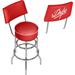 Trademark Global Dodge Signature 31" Swivel Bar Stool Upholstered/Metal in Gray/Red | 41.75 H x 20 W x 20 D in | Wayfair DGE1100-SIG
