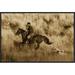 East Urban Home 'Cowboy Riding Horse' Framed Photographic Print on Canvas in Brown | 16 H x 24 W x 1.5 D in | Wayfair URBH4409 38222046