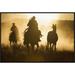 East Urban Home 'Cowboys Herding Horses at Dusk' Framed Photographic Print on Canvas in Black | 20 H x 30 W x 1.5 D in | Wayfair URBH4820 38223669