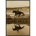 East Urban Home 'Cowboy Riding Horse Beside Pond w/ Two Dogs' Framed Photographic Print on Canvas in Brown | 24 H x 16 W x 1.5 D in | Wayfair