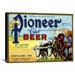 Global Gallery 'Old Pioneer Club Beer' Vintage Advertisement on Wrapped Canvas in Blue/Yellow | 22.5 H x 30 W x 1.5 D in | Wayfair