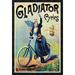 Global Gallery 'Gladiator Cycles' Framed Vintage Advertisement Canvas in Brown | 38 H x 25.69 W x 1.5 D in | Wayfair GCF-294639-36-299