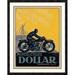 Global Gallery 'Motos & Cycles Dollar' by Vaillant Framed Vintage Advertisement Canvas in White | 36 H x 28.83 W x 1.5 D in | Wayfair