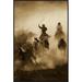 Global Gallery Horses Herded By Cowboy & Cowgirl, Oregon by Konrad Wothe Framed Photographic Print on Canvas Paper in White | Wayfair